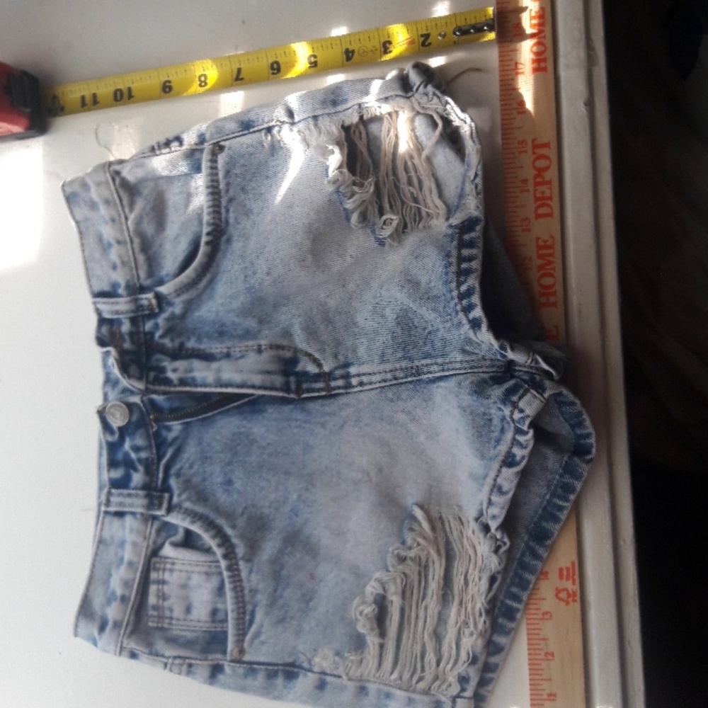 Light blue jean shorts